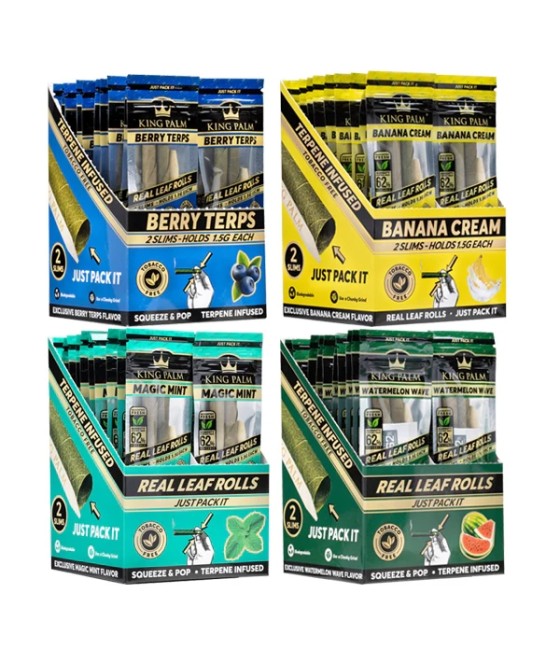 20 King Palm Flavoured Slim 1.5G Rolls - Display Pack