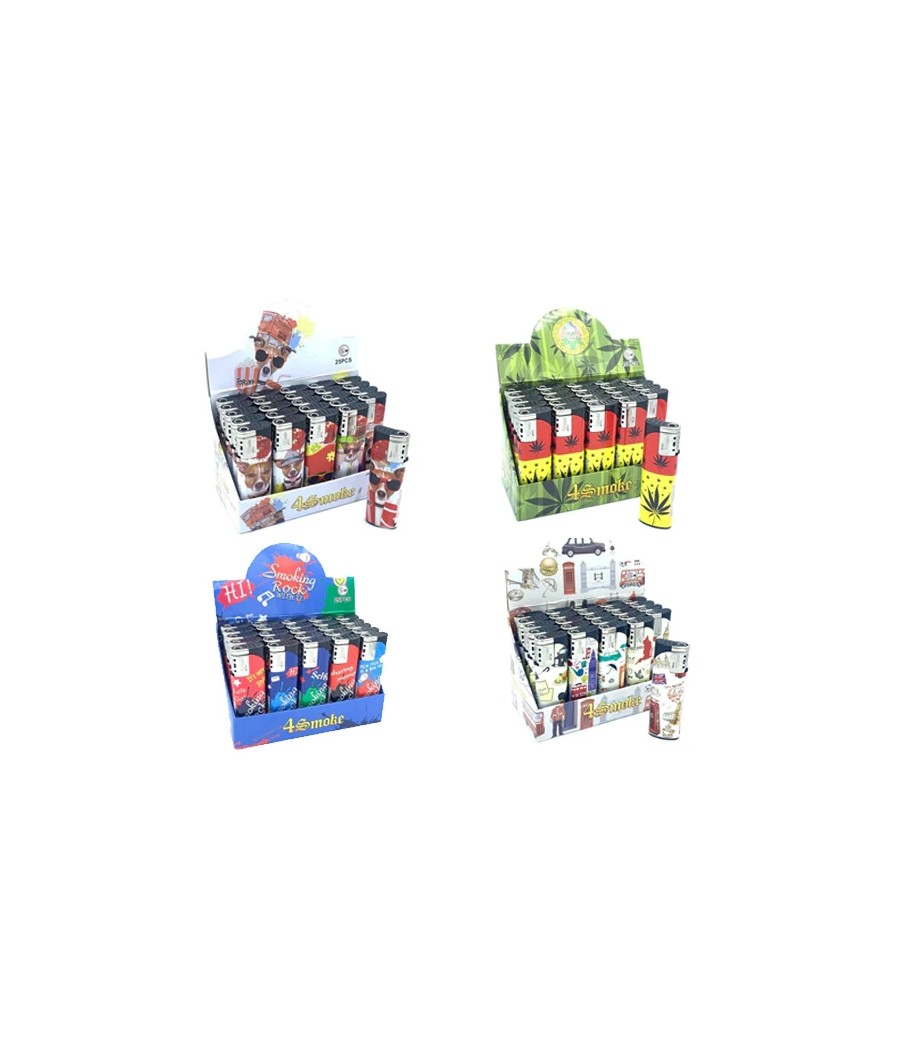25 x 4Smoke Wind-Proof Printed Lighters - 218WE