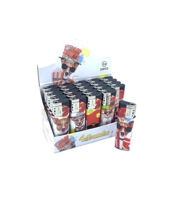 25 x 4Smoke Wind-Proof Printed Lighters - 218WE
