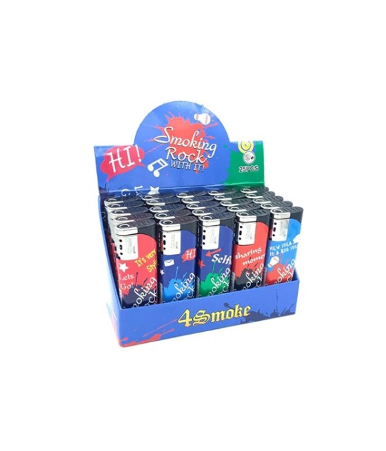 25 x 4Smoke Wind-Proof Printed Lighters - 218WE