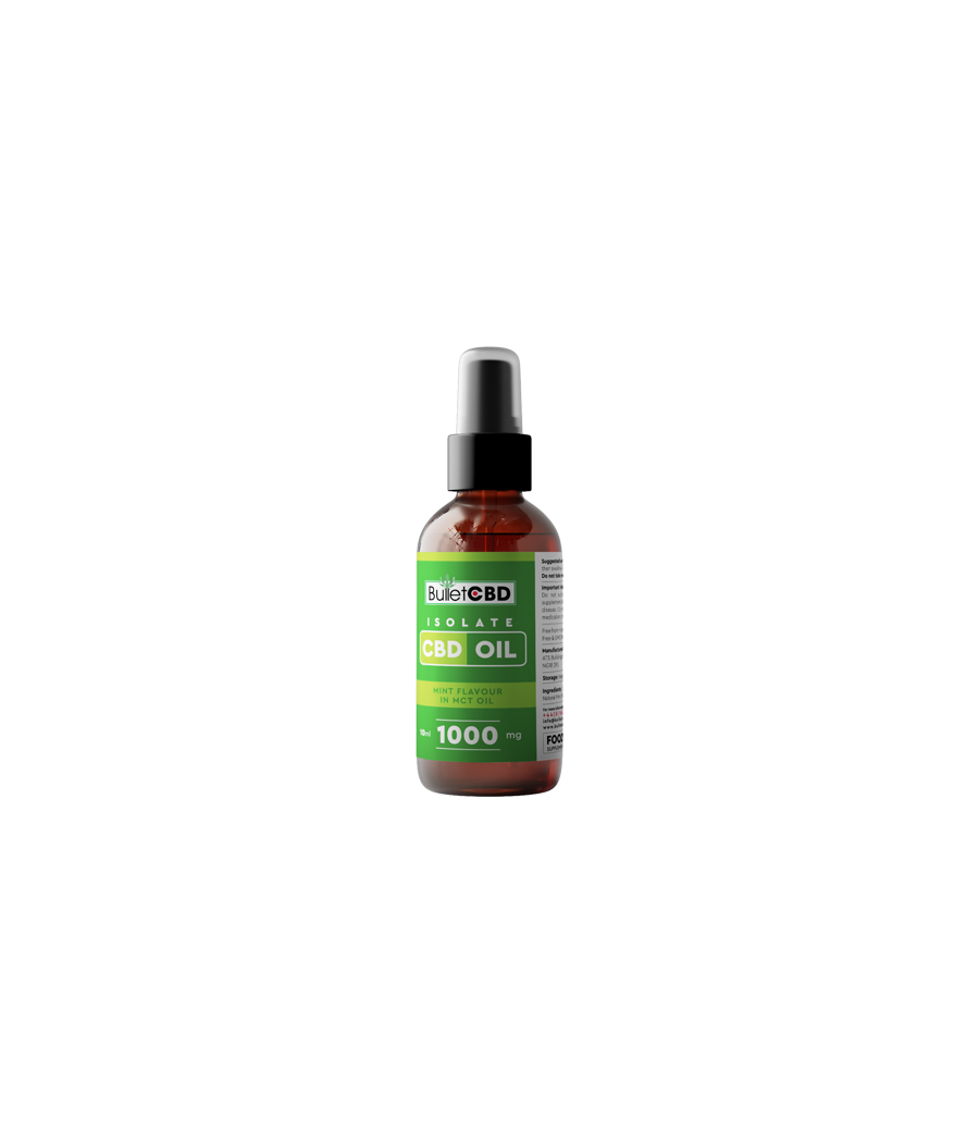 Buy 1000mg Pure Mint CBD Isolate MCT Oil Spray - 10ml | Bullet CBD