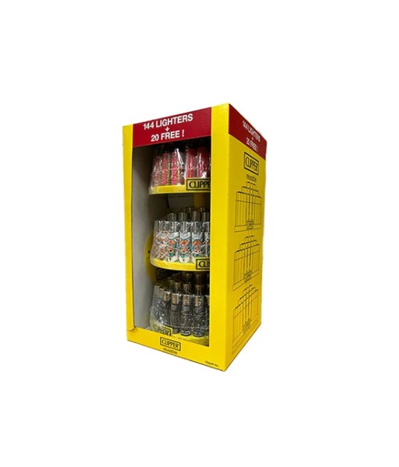 Clipper 3 Tier Display Carousel CP11RH 144 + 20 Mixed Design Lighters - CL3H162UKH