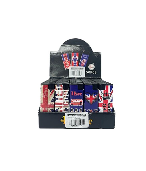50 x 4Smoke Wind-Proof Love London Printed Lighters - FV10