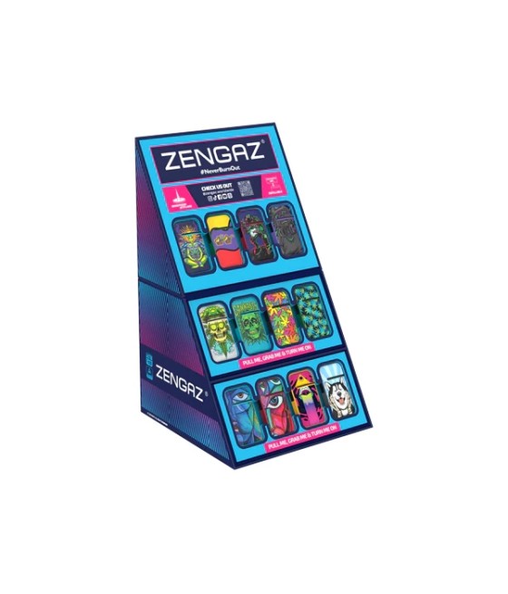 Zengaz Cube ZL-13 Wing Jet (UK-S3) - Jet Flame Lighters Bundle + 48 Lighters with Cube display stand