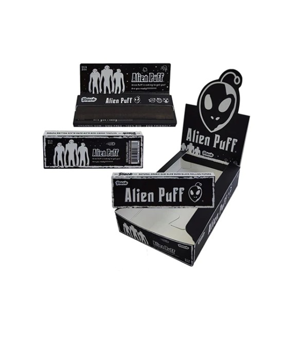 Alien Puff 1 1/4 Size Black Rolling Papers 25 Booklets (HP2125)