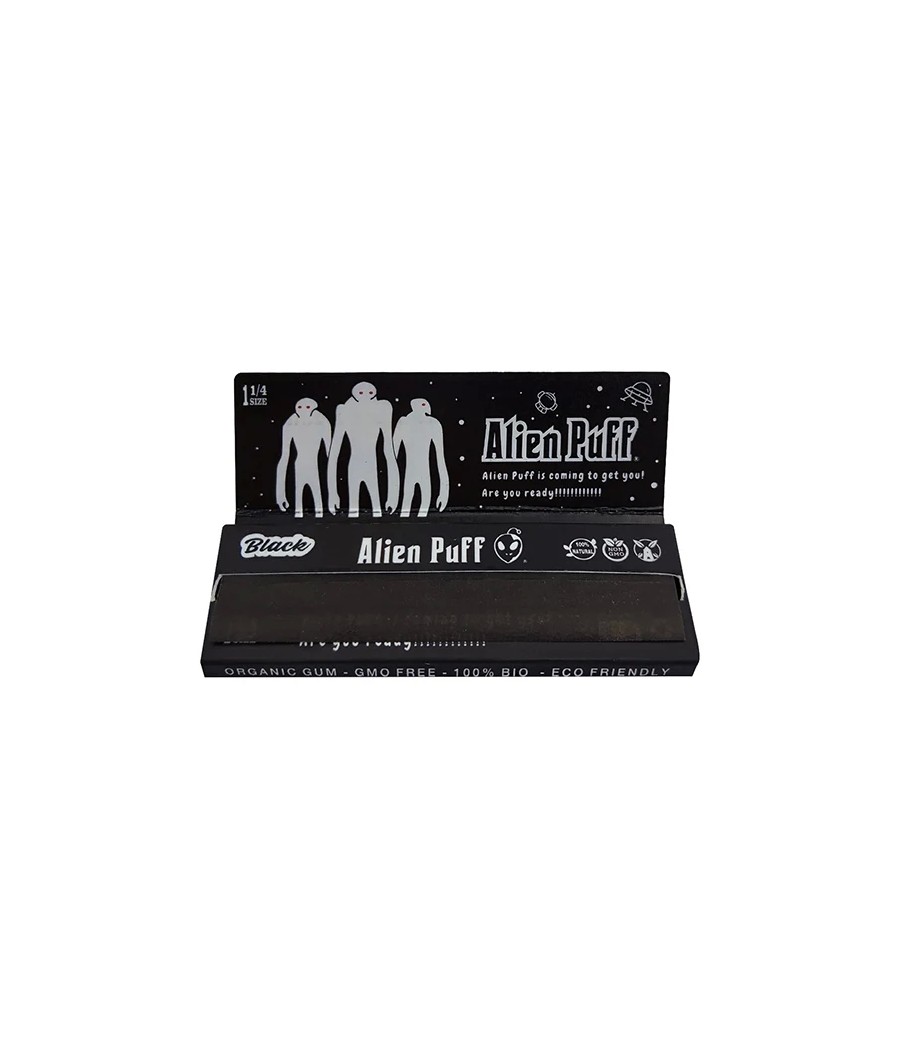 Alien Puff 1 1/4 Size Black Rolling Papers 25 Booklets (HP2125)
