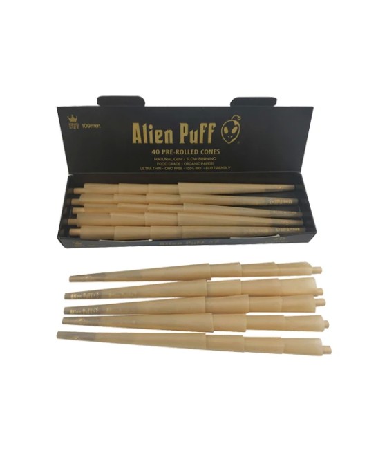 40 Alien Puff Black Gold King Size Pre Rolled 109mm Cones ( HP162 )
