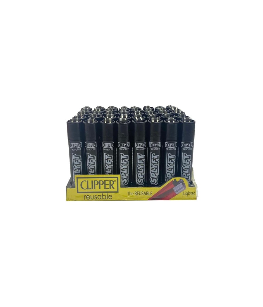 40 Clipper SPLYFT Black Large Classic Refillable Lighters
