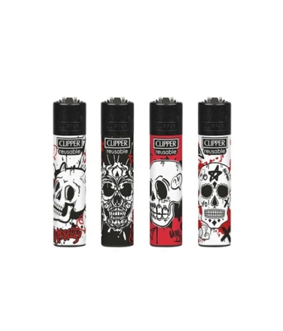 40 Clipper CP11RH Classic Graffiti Skulls Flint Lighters - CL3C1626