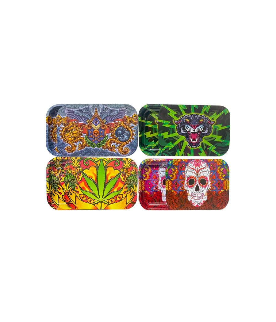 Large Mixed Design Magnetic Metal Rolling Trays with Lid