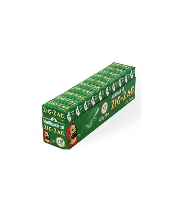8 Booklet Zig-Zag Green Regular Rolling Papers - Pack Of 10