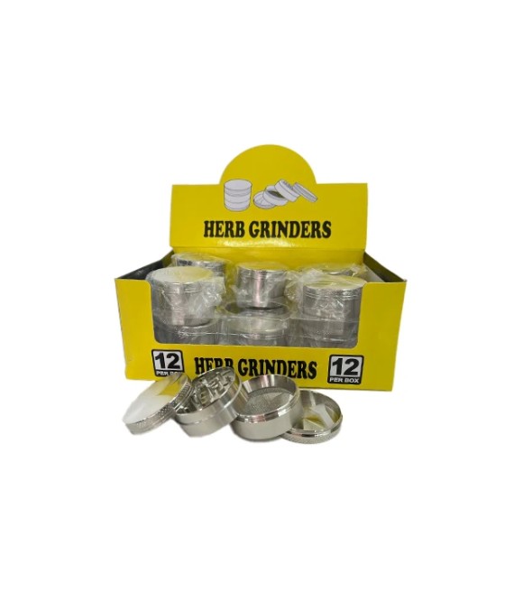4 part Silver Metal Tobacco Grinder - PH6916 Silver