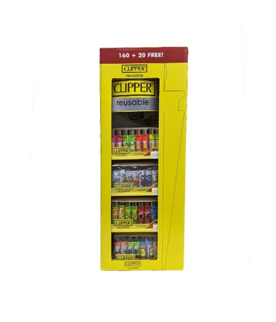 Clipper CP11RH 4 Tier Comboshape CDU 160 + 20 Mixed Design Lighters - CL3I128UKH
