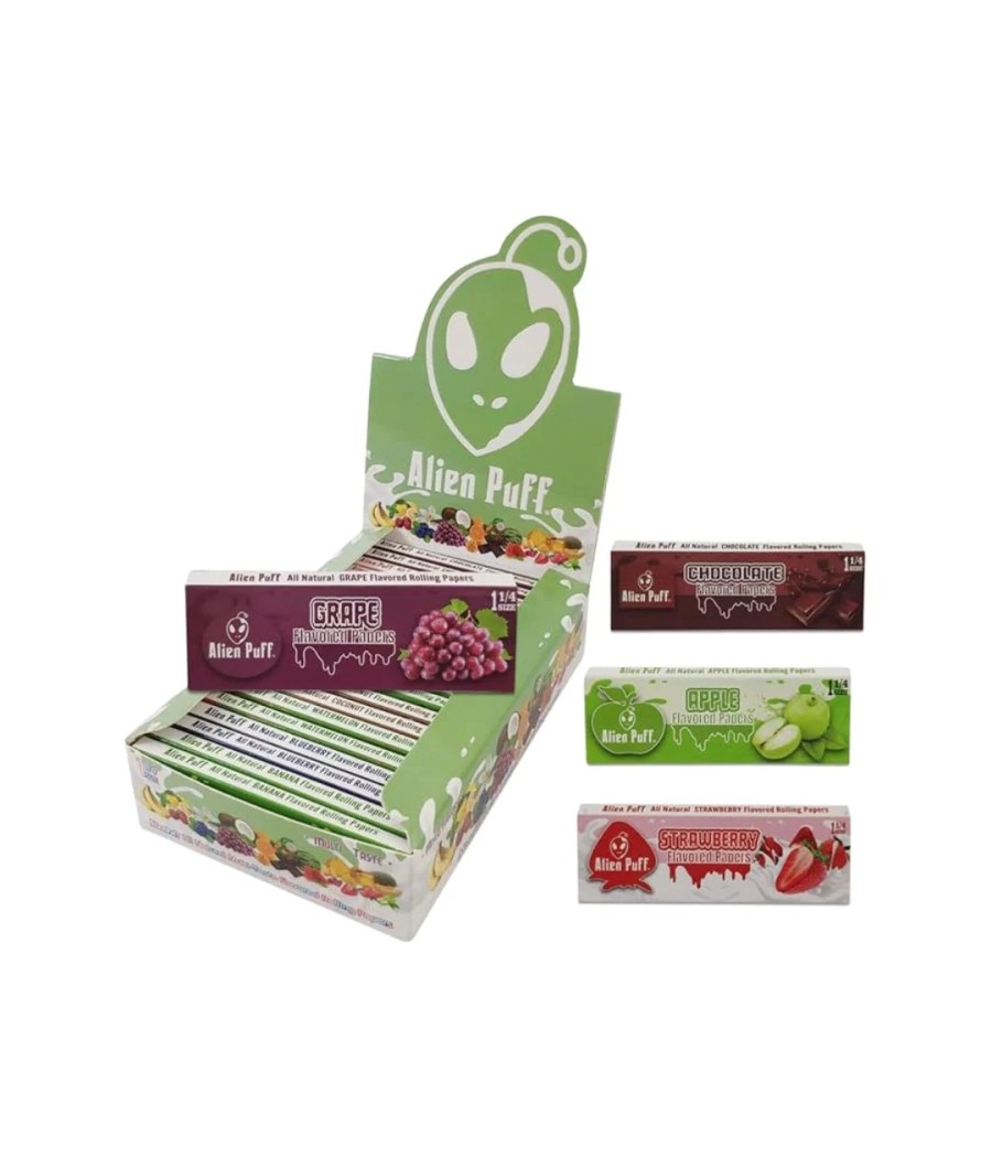 Alien Puff 1.25 Size Mixed Fruit Flavour Rolling Papers 20 Booklets (HP7901)