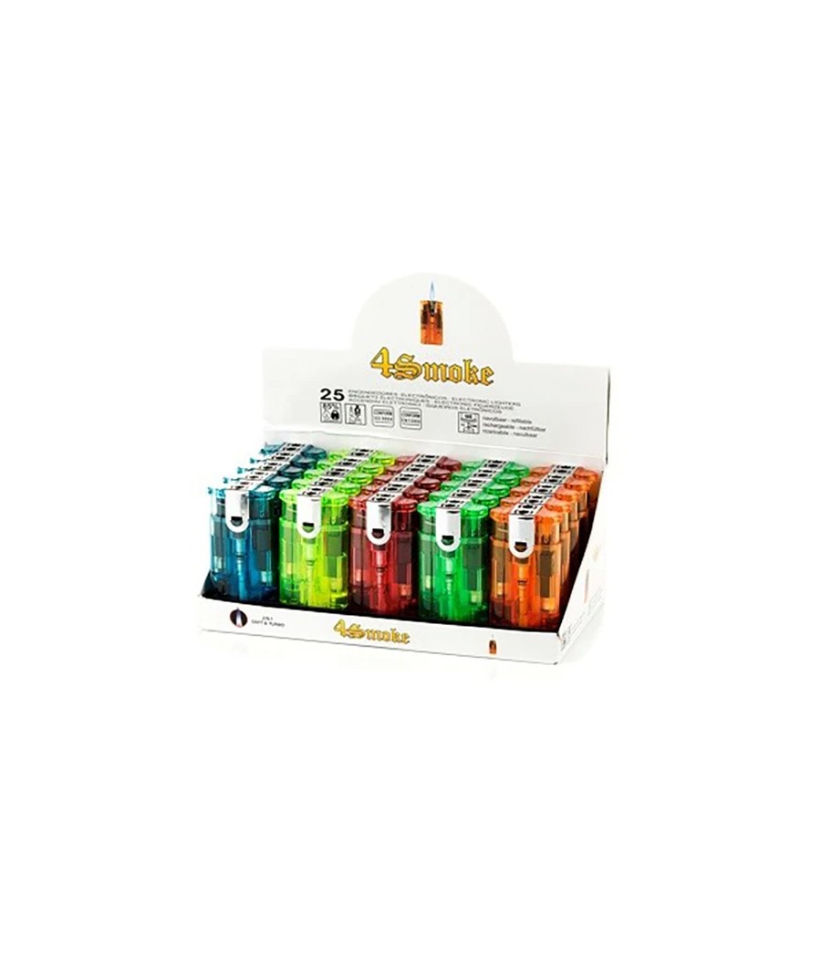 25 x 4smoke Double Flame Electronic Lighters - 8248
