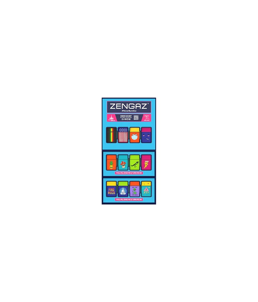 Zengaz Cube ZL-30 Chip Set (EU-S2) - Jet Flame Lighters Bundle + 48 Lighters with Cube display stand