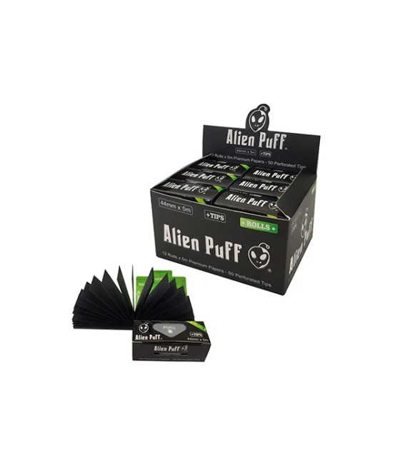 Alien Puff Rolls and Roach 5mx44mm White Rice Paper 12 Rolls (HP129)