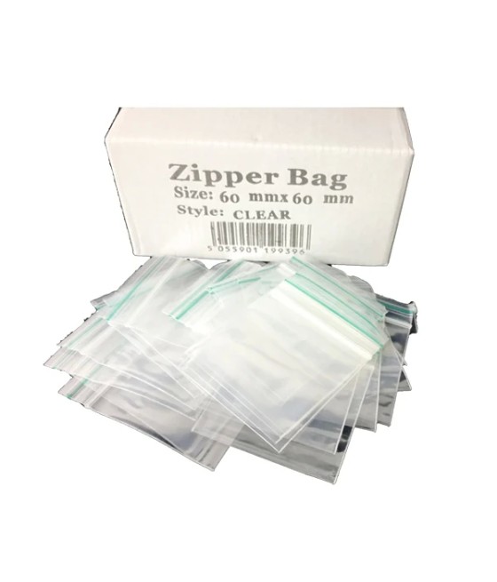 5 x Zipper Branded 60mm x 60mm Clear Bags