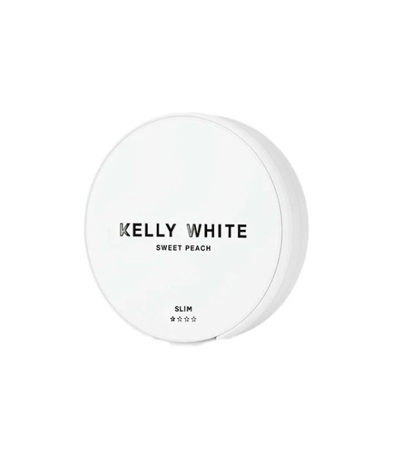 Short Dated :: 8mg Kelly White Slim Medium Sweet Peach Nicotine Pouches - 20 Pouches