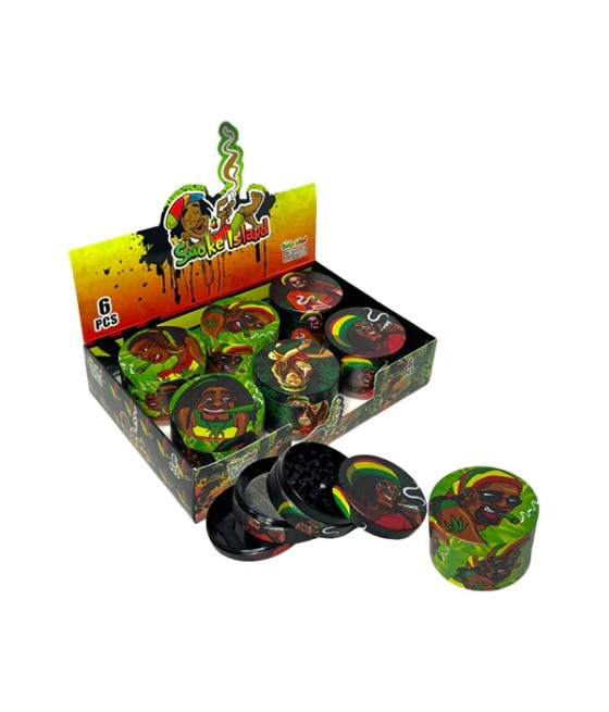 4 Parts Smoke Island Metal Tobacco Grinder (Various Designs) - PH6918