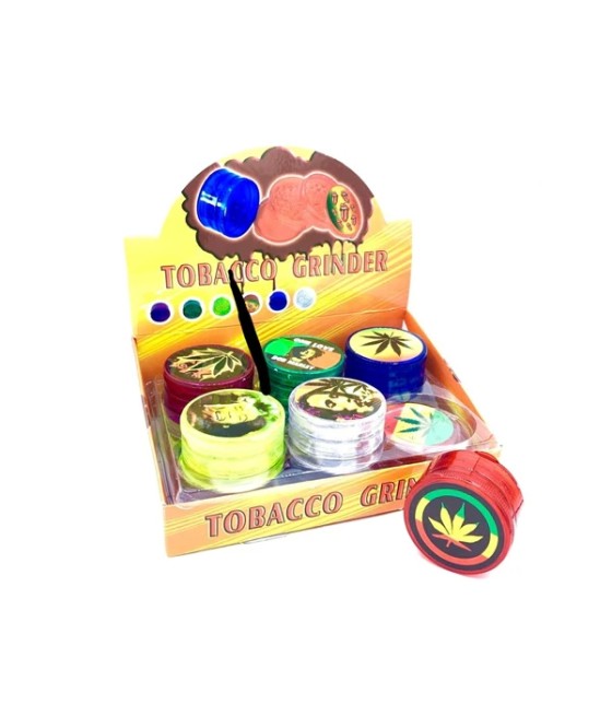 4 Parts Plastic 55mm Grinder Raggae Print - HX223-1