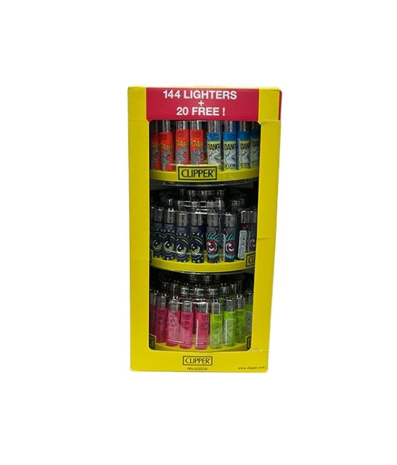 Clipper CP11 3 Tier Carousel CDU 144 + 20 Mixed Design Lighters - CL3H145UKH