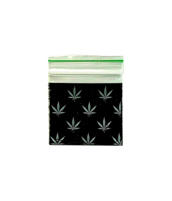 Zipper Branded 40mm x 40mm Black Leaf Bag