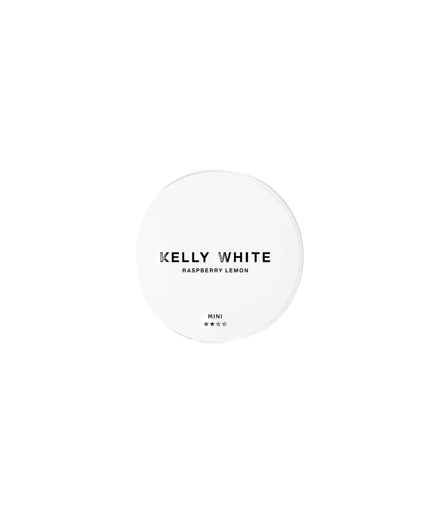 Short Dated :: 8mg Kelly White Mini Medium Raspberry Lemon Nicotine Pouches - 20 Pouches