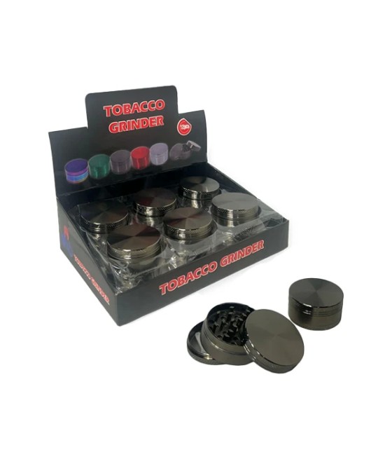 3 Parts Black Metal Tobacco Grinder - PH6906-Black