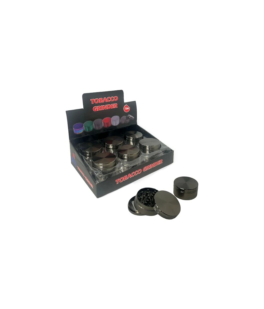 3 Parts Black Metal Tobacco Grinder - PH6906-Black
