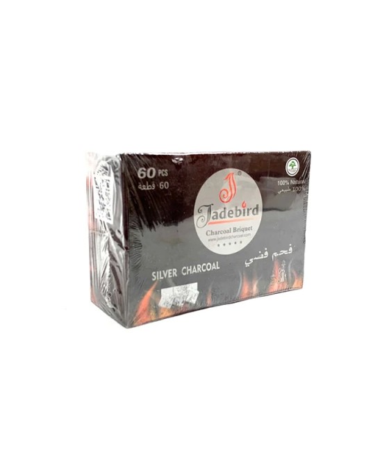 JadeBird Shisha Hookah Silver Charcoal (60 pieces)