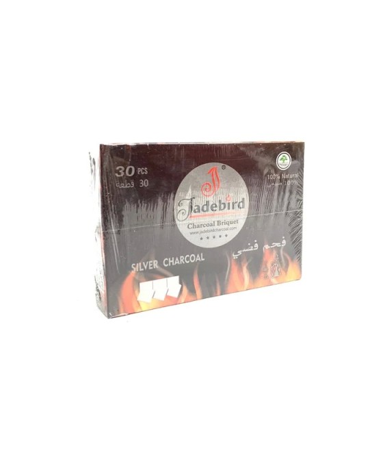 JadeBird Shisha Hookah Silver Charcoal (30 pieces)
