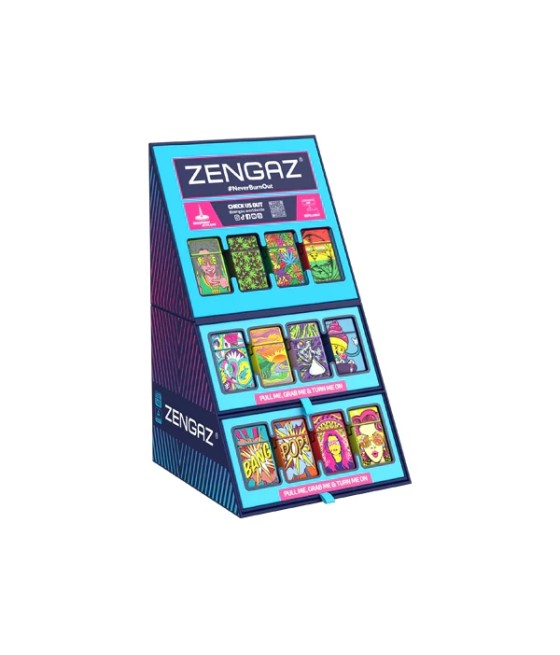 Zengaz Cube ZL-30 Chip Set (UK-S4) - Jet Flame Lighters Bundle + 48 Lighters with Cube display stand