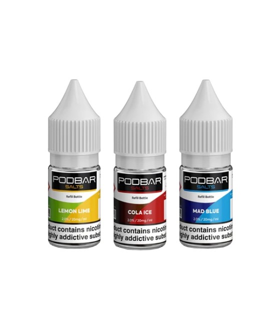 20mg Podbar Salts by Kingston 10ml Refill Nic Salts (60VG/40PG)