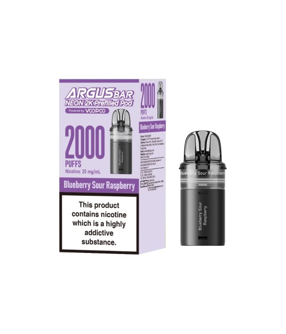 20mg Voopoo Argus Bar Neon 2K Prefilled Pods