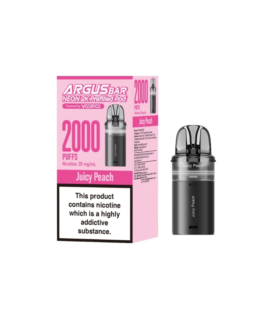 20mg Voopoo Argus Bar Neon 2K Prefilled Pods
