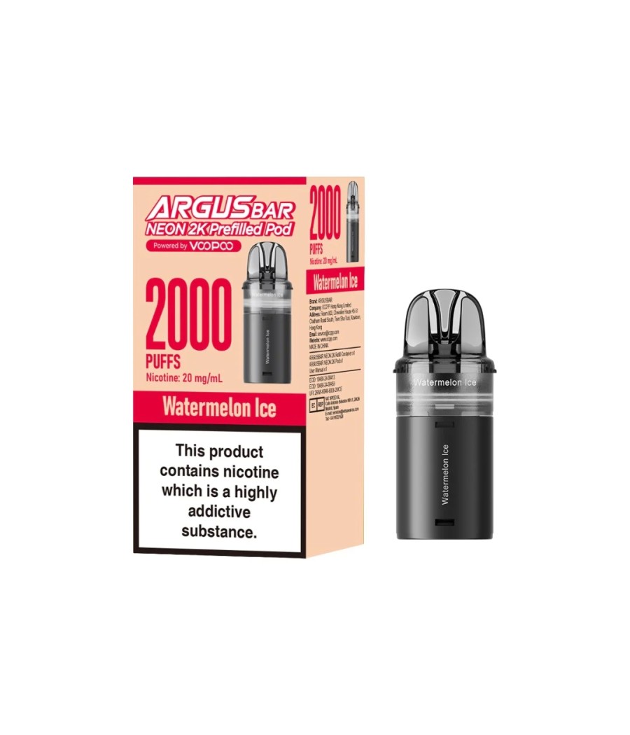 20mg Voopoo Argus Bar Neon 2K Prefilled Pods