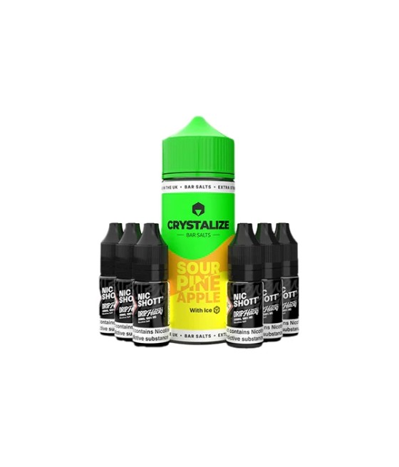 0mg Crystalize Bar Salts 120ml Longfill (50VG/50PG) + 6x Free 20mg Nicotine Shots 10ml