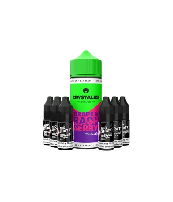 0mg Crystalize Bar Salts 120ml Longfill (50VG/50PG) + 6x Free 20mg Nicotine Shots 10ml