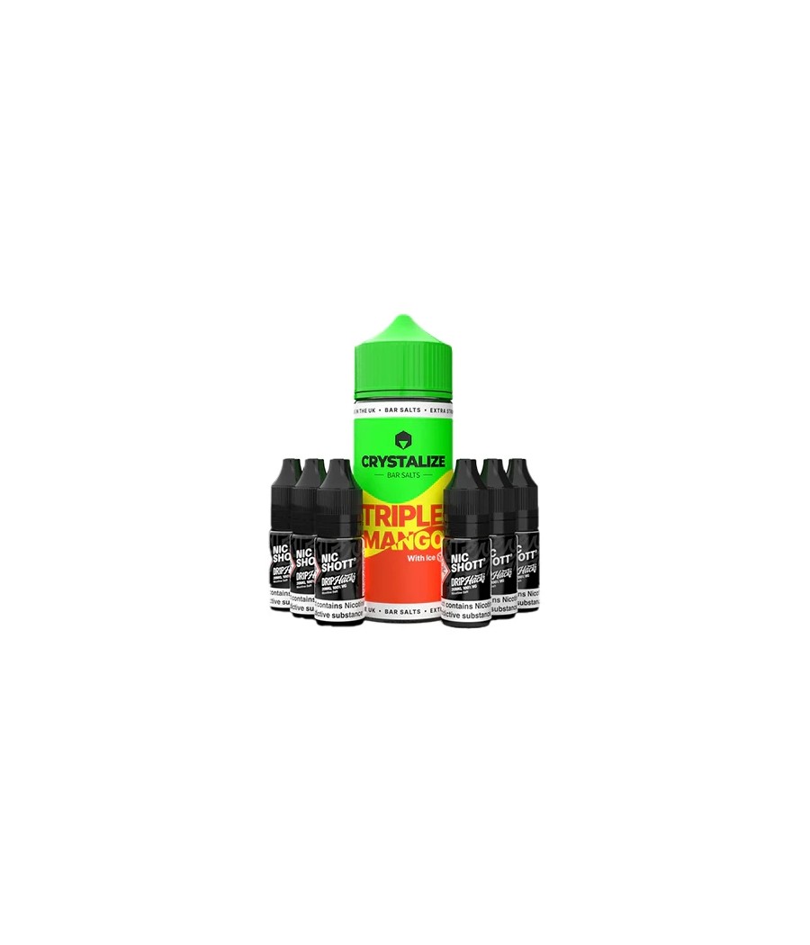 0mg Crystalize Bar Salts 120ml Longfill (50VG/50PG) + 6x Free 20mg Nicotine Shots 10ml