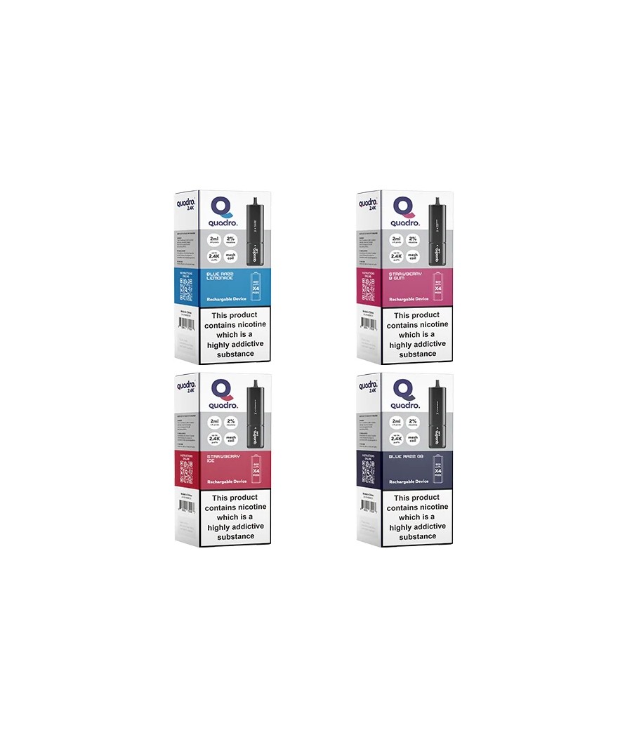 20mg Quadro 2.4K Pod Vape Kit 4 in 1 Black Series 2400 Puffs