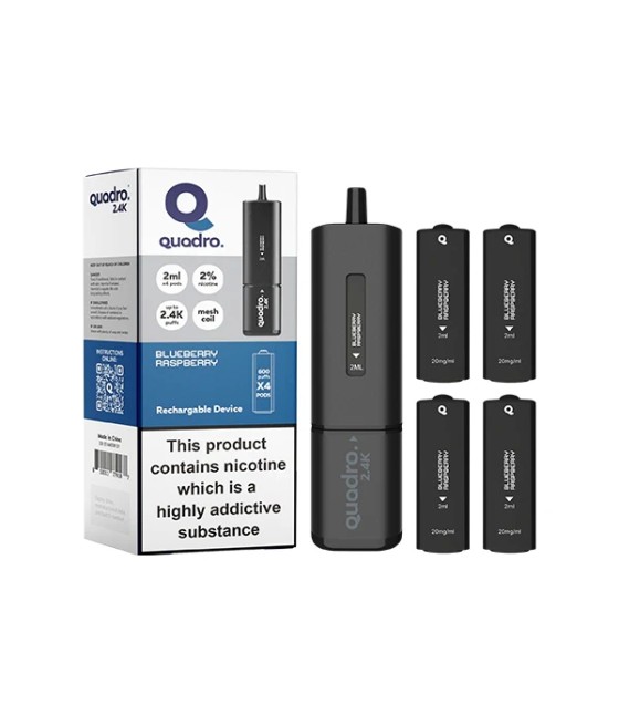 20mg Quadro 2.4K Pod Vape Kit 4 in 1 Black Series 2400 Puffs