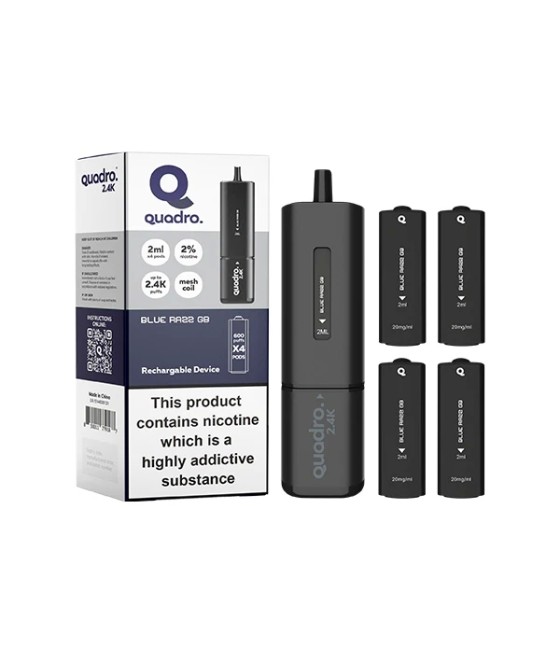 20mg Quadro 2.4K Pod Vape Kit 4 in 1 Black Series 2400 Puffs