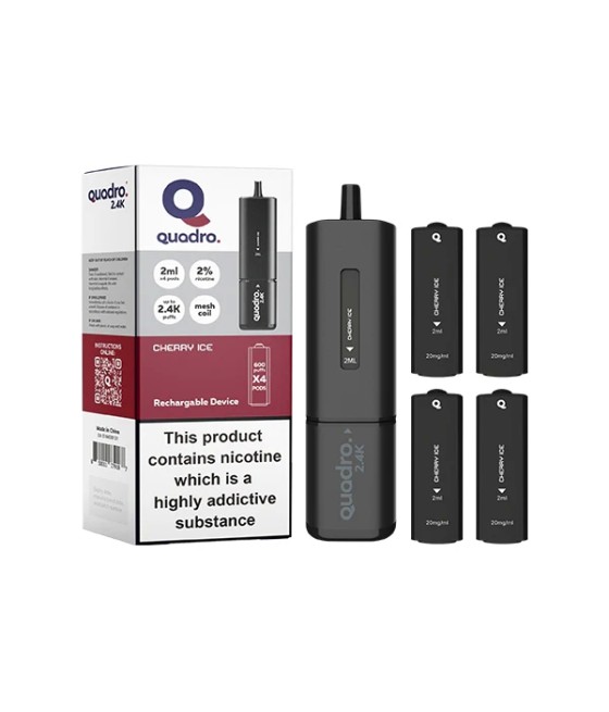 20mg Quadro 2.4K Pod Vape Kit 4 in 1 Black Series 2400 Puffs