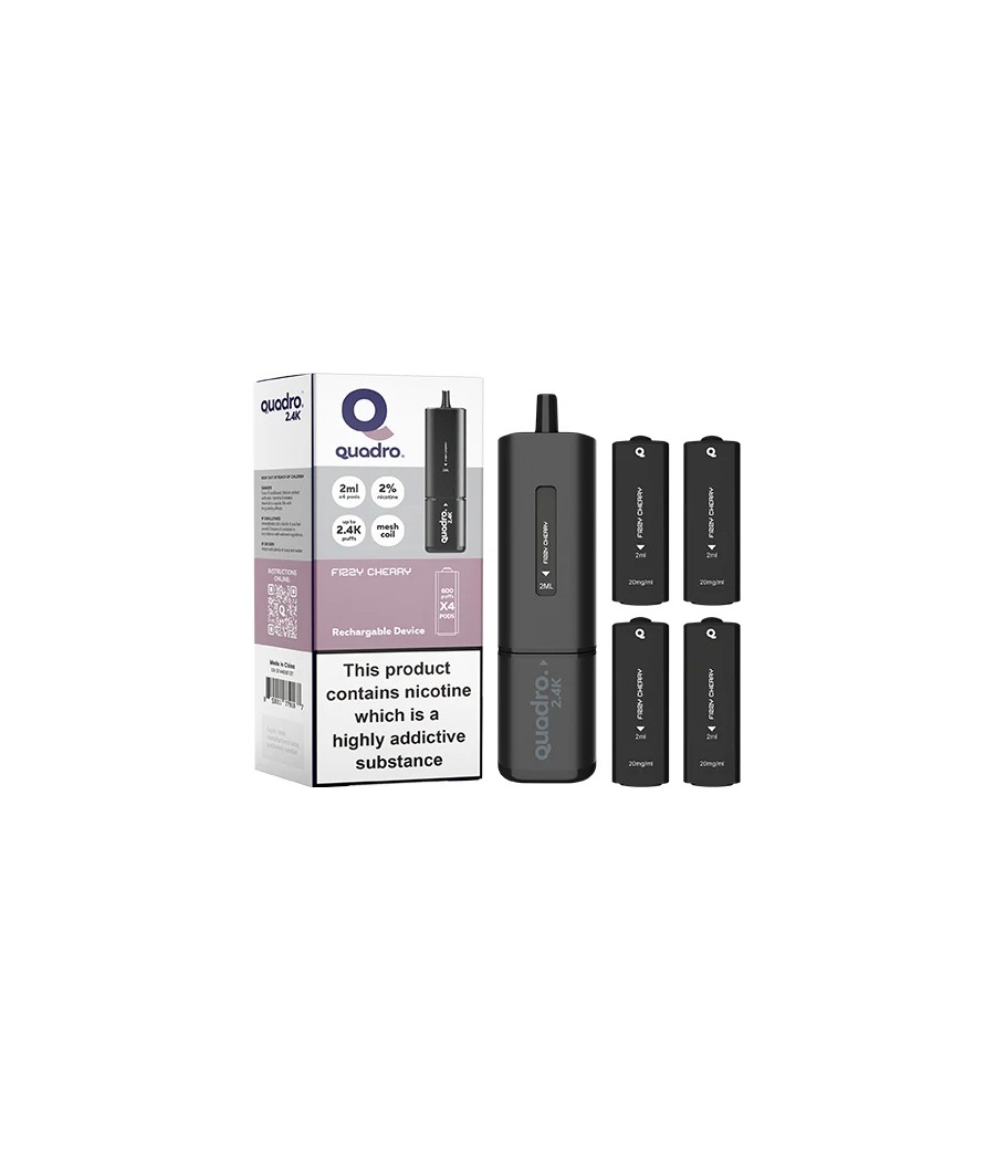 20mg Quadro 2.4K Pod Vape Kit 4 in 1 Black Series 2400 Puffs
