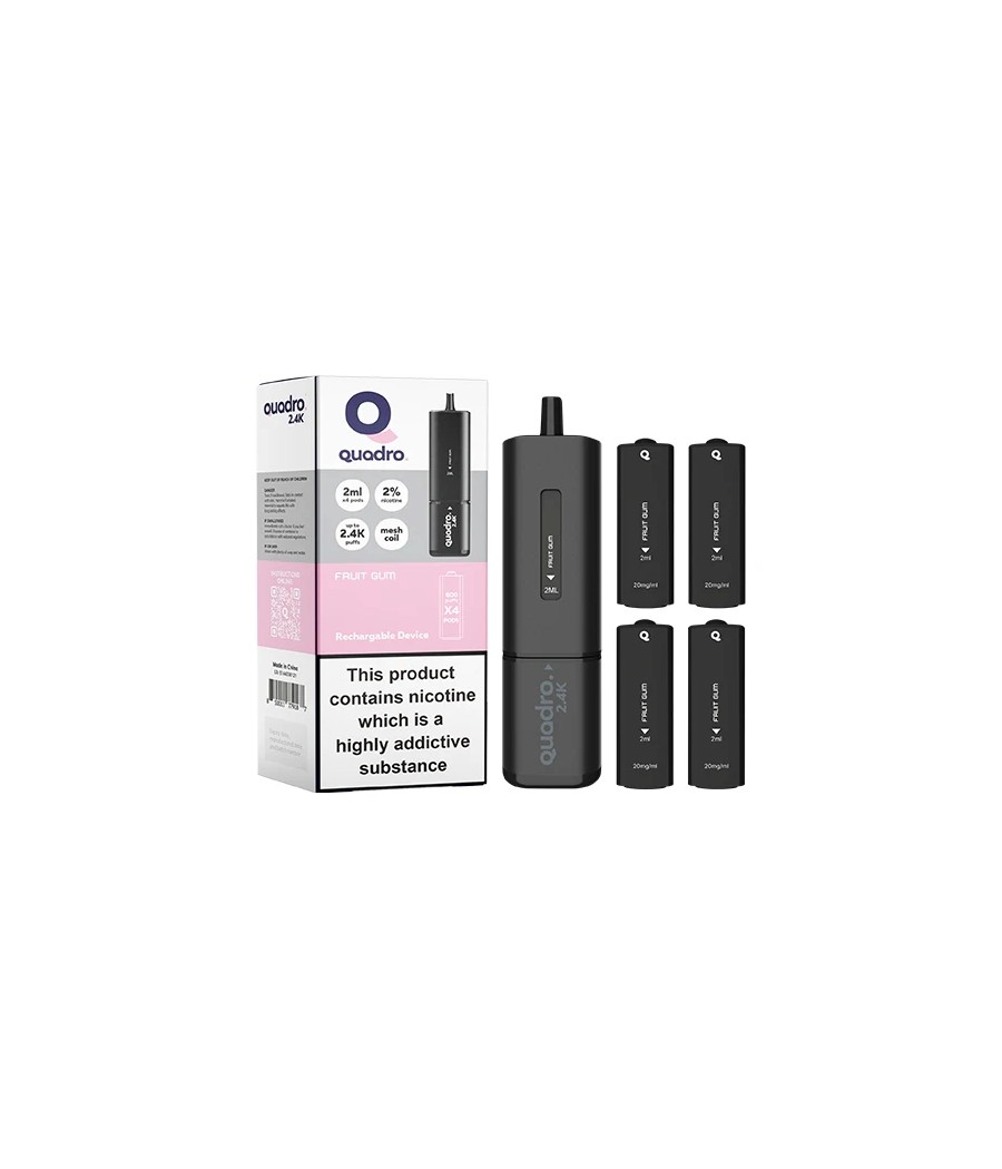 20mg Quadro 2.4K Pod Vape Kit 4 in 1 Black Series 2400 Puffs