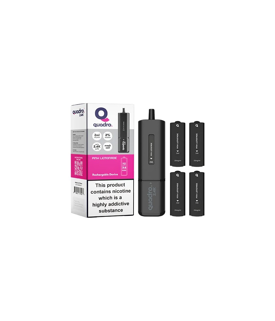 20mg Quadro 2.4K Pod Vape Kit 4 in 1 Black Series 2400 Puffs