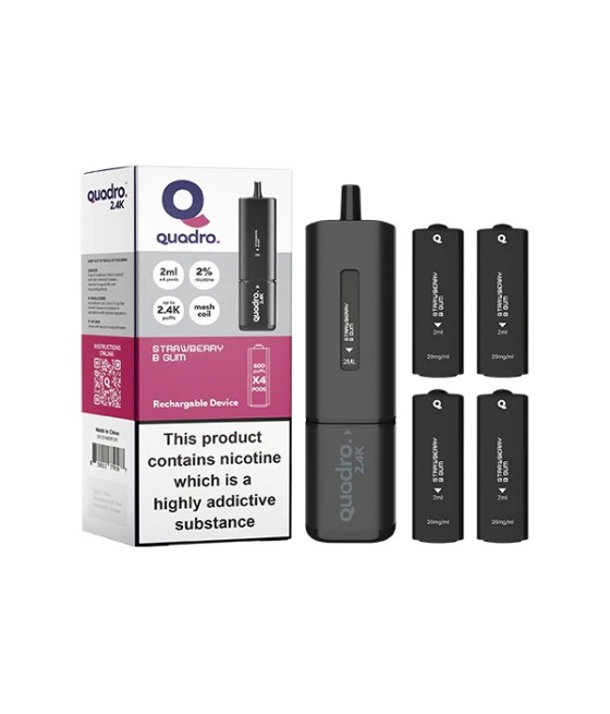 20mg Quadro 2.4K Pod Vape Kit 4 in 1 Black Series 2400 Puffs