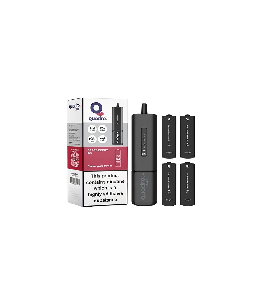 20mg Quadro 2.4K Pod Vape Kit 4 in 1 Black Series 2400 Puffs