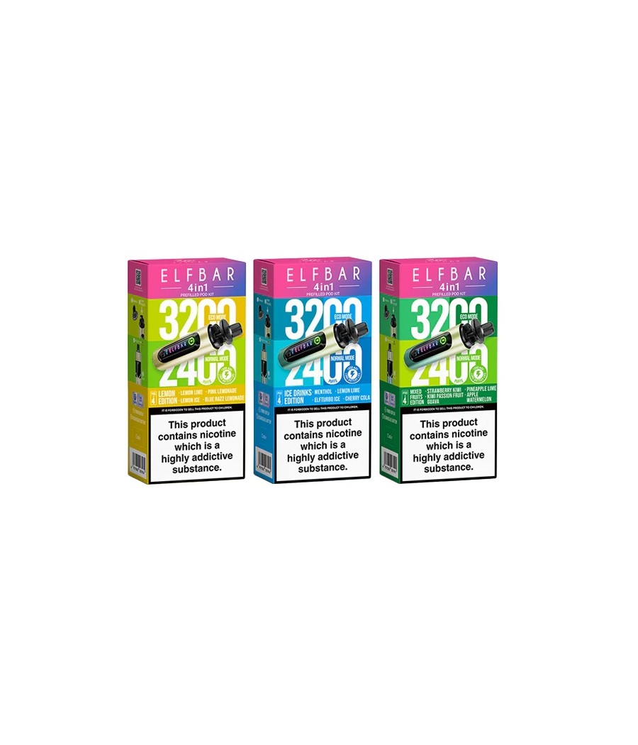 20mg Elf Bar 4 in 1  Pod Vape Kit 3200 Puffs